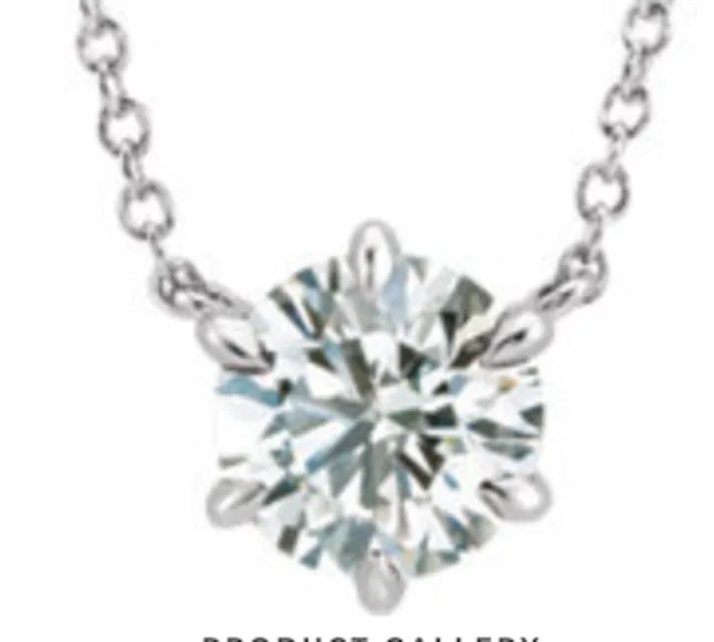 White gold solitaire 6 prong diamond necklace and chain