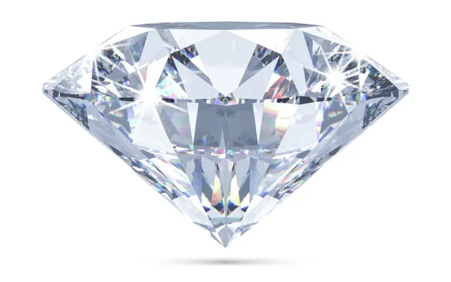 The profile view of a round brilliant cut diamond 