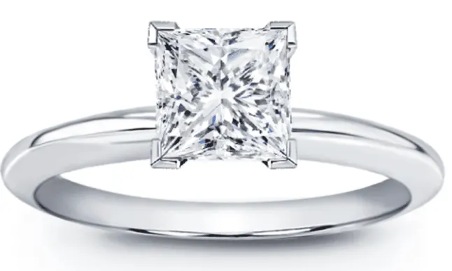 princess cut diamond in a white gold solitaire setting