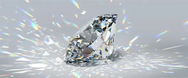 A Lab Grown Diamonds with light reflecting off of it showing fire and scintillation
