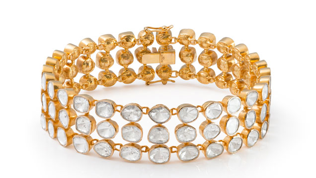 A Polki diamond bracelet in a contemporary Western wedding design