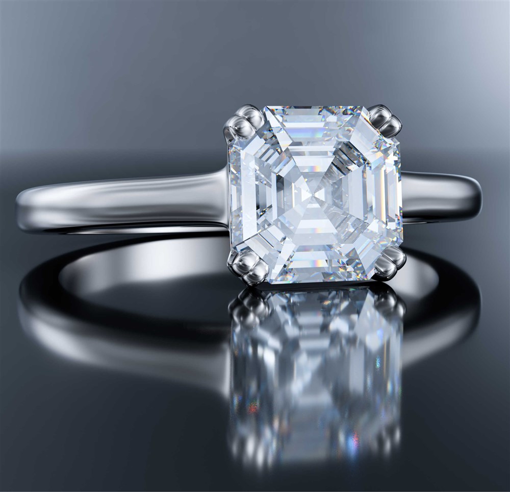 asscher diamond solitaire in white gold