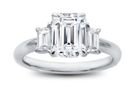 Three Stone Emerald Cut Diamond Engaement Ring