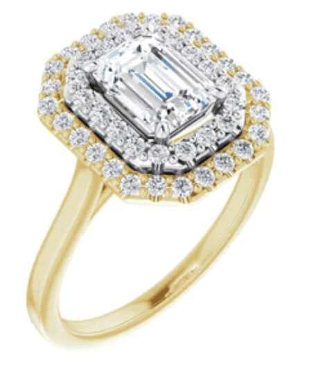 A diamond ring in double halo setting