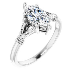 marquise solitaire diamond set in a white gold ring setting