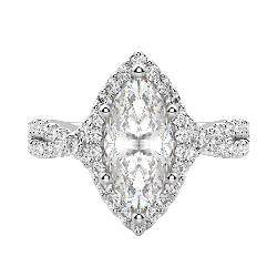 marquise solitaire diamond set in a 4 prong halo ring setting