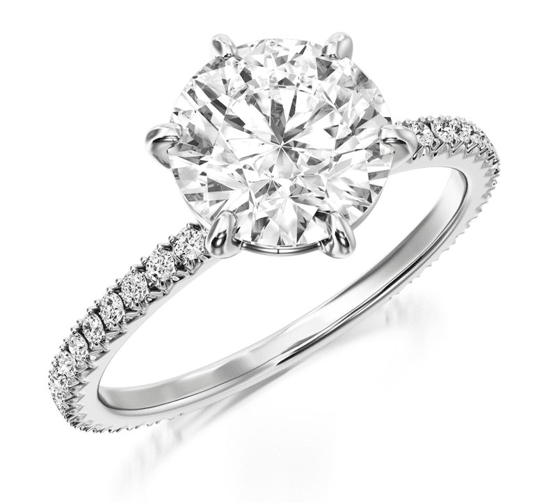 Diamond ring in French pave setting in white gold
