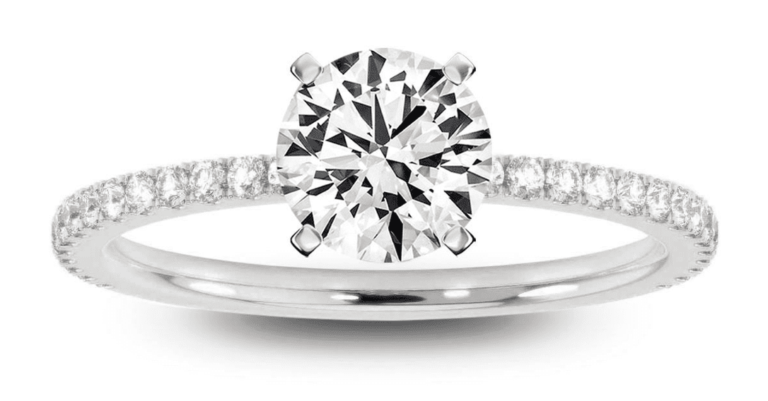 Diamond ring in petit pave setting in white gold