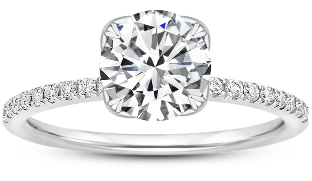 regular pave diamond ring in white gold