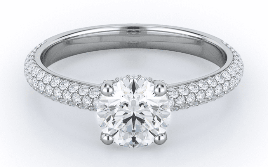 Diamond ring in micro pave setting in white gold