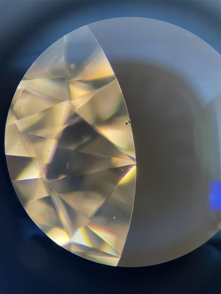 A close-up of a diamond with knots