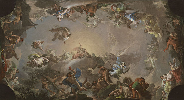 Illustration of the famous sketch 'Olympus: Battle with the Giants'