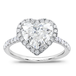 A heart cut solitaire diamond ring in white gold setting