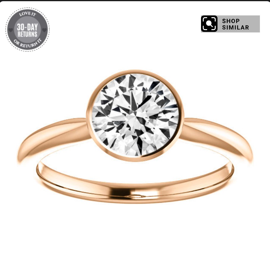 round brilliant diamond in yellow gold bezel setting
