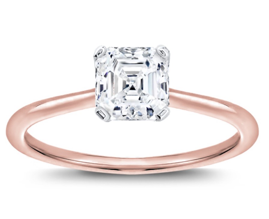 An asscher solitarire diamond ring