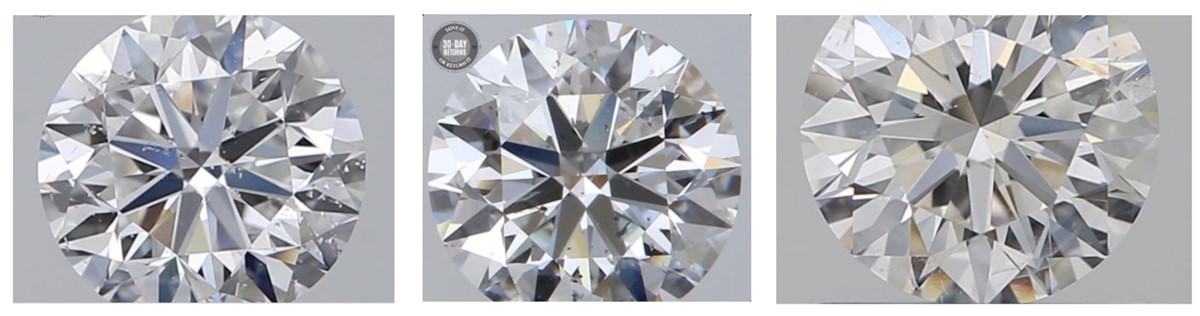 Composite image of Slightly Included (SI1 and SI2) diamonds with noticeable inclusions