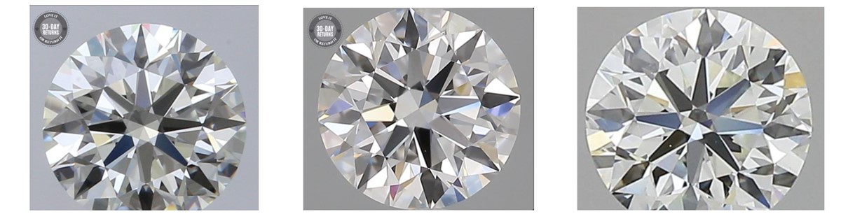 Composite image of Internally Flawless (IF) diamonds with no inclusions, only visible blemishes