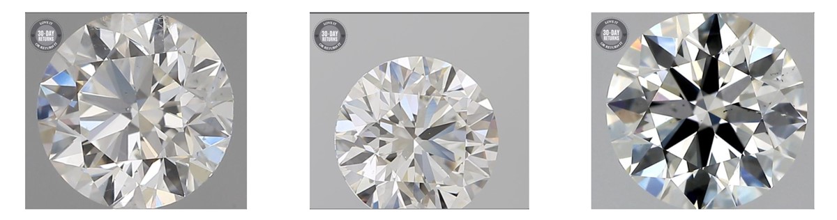 Composite image of Very Slightly Included (VS1, VS2) diamonds with minor inclusions