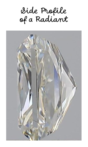 An image showing the side profile of a radiant cut diamond