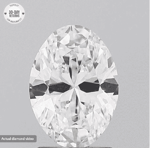 An oval-cut diamond displaying the bow-tie effect