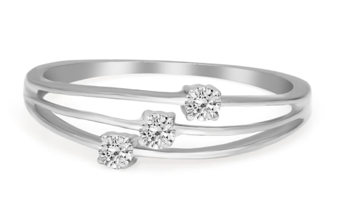A mini fancy cut diamond band ring