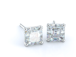 A pair of Asscher cut diamond studs