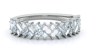 wedding band ring with baguette and princess diamonds