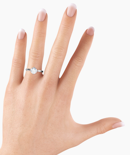 A one carat diamond ring on a woman's ring finger