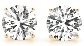4 prong diamond earring studs setting in yellow gold
