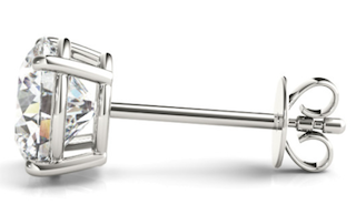 Side profile of a diamond earring with a tension (push) back