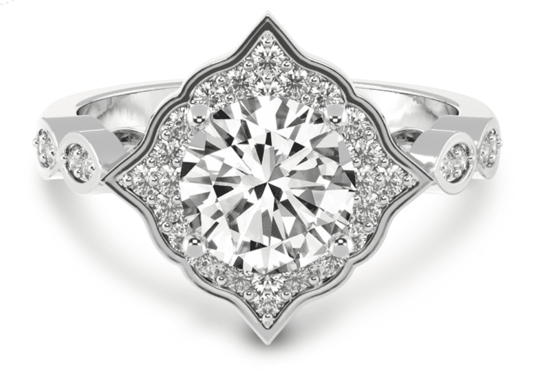 Vintage-inspired diamond engagement ring in white gold setting