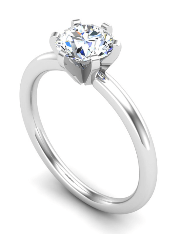 Ilana solitaire 6 prong round diamond ring in thin band setting