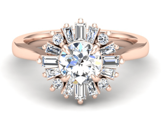 Ballerina halo setting in rose gold