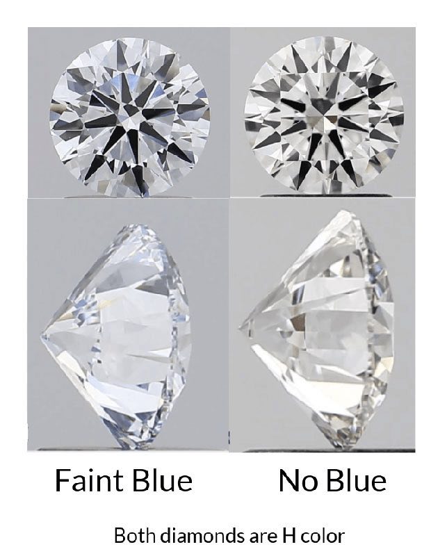faint blue vs normal diamond side by side - lab created?