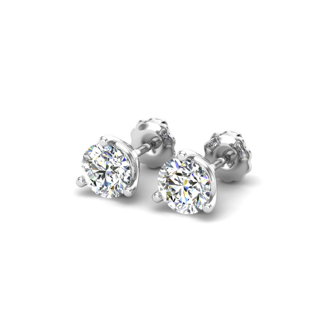 3 prong (martini style) diamond stud earrings