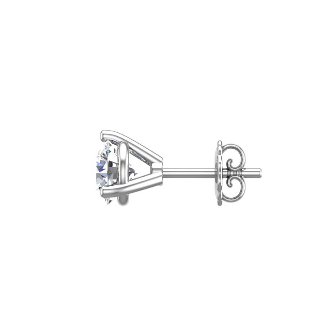 Friction back (push back) diamond stud earring side view